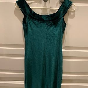 Emerald Green Velvet Mini Dress